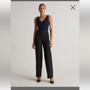 Quince Women Ultra-Stretch Ponte Super Wide Leg Ankle Pants Black M NWT
